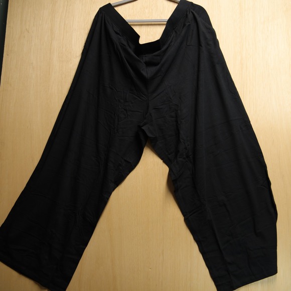 Denim & Co. Pants - Denim & Co Beach Womens 3X Black Wide Leg Elastic Waist Pants Pockets Cover Up